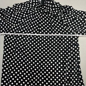NWOT Black with white polka dot high neck long sleeve dress, size L
